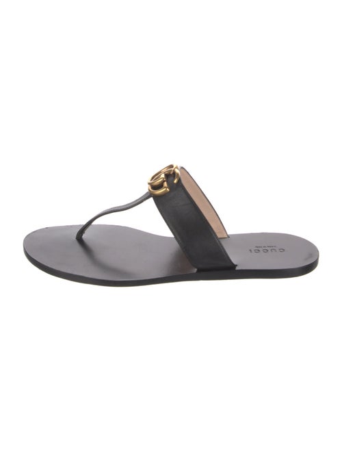 Gucci Double G Logo Leather T-Strap Sandals
