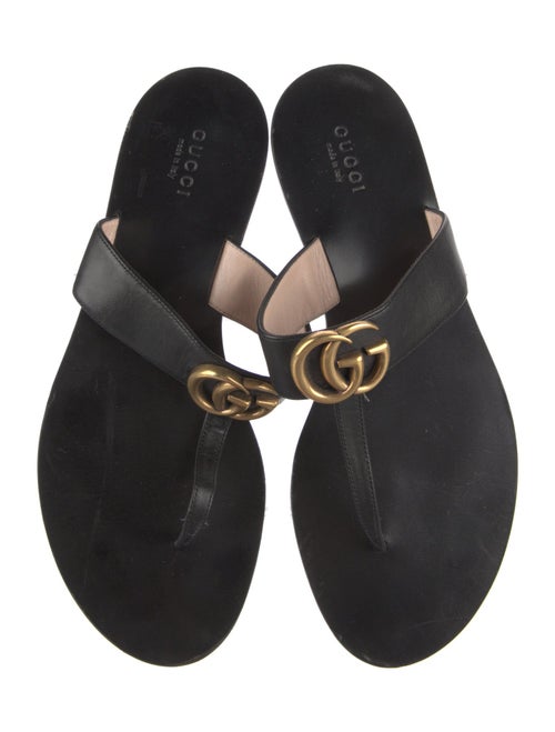 Gucci Double G Logo Leather T-Strap Sandals