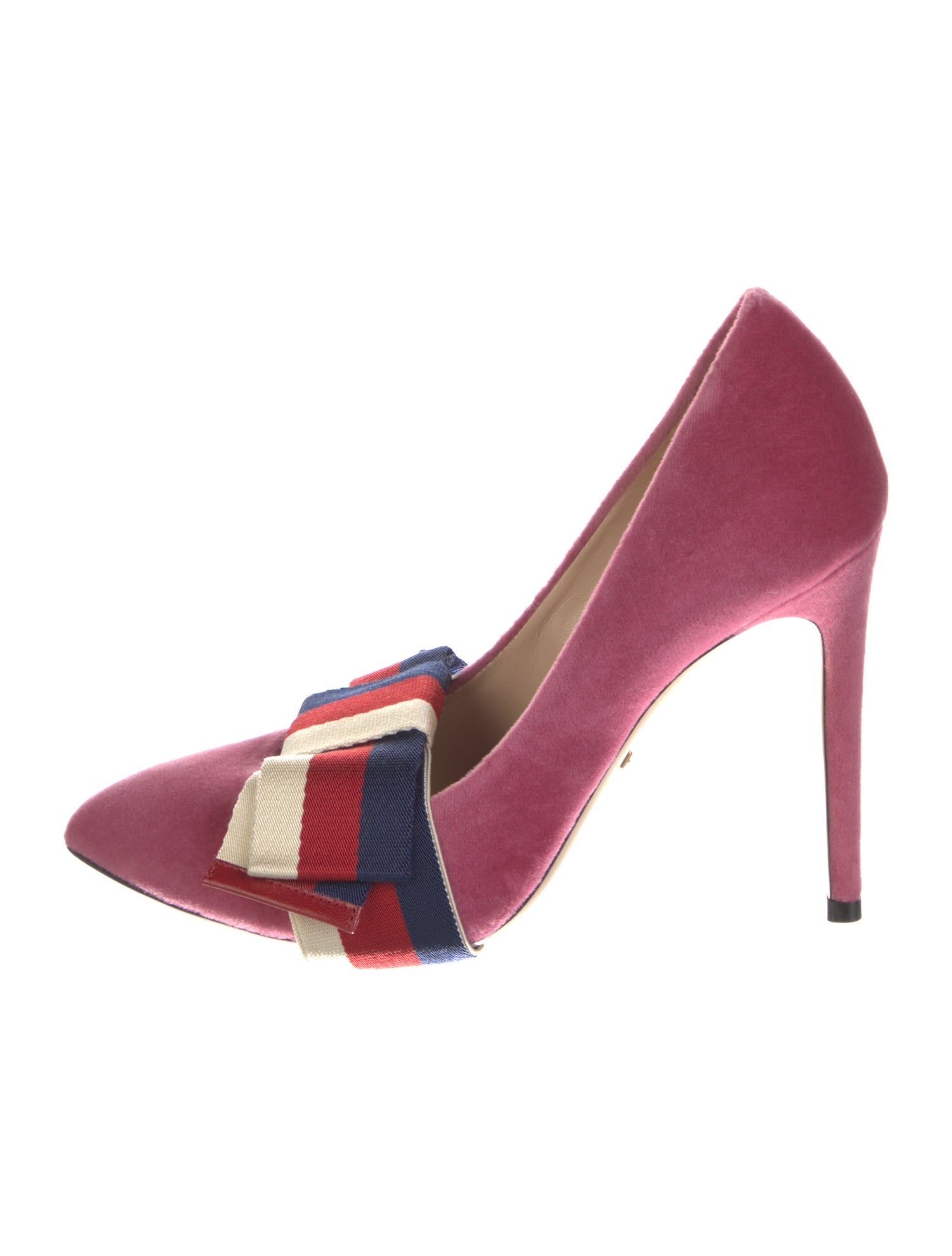 Gucci Sylvie Web Accent Velvet Pumps