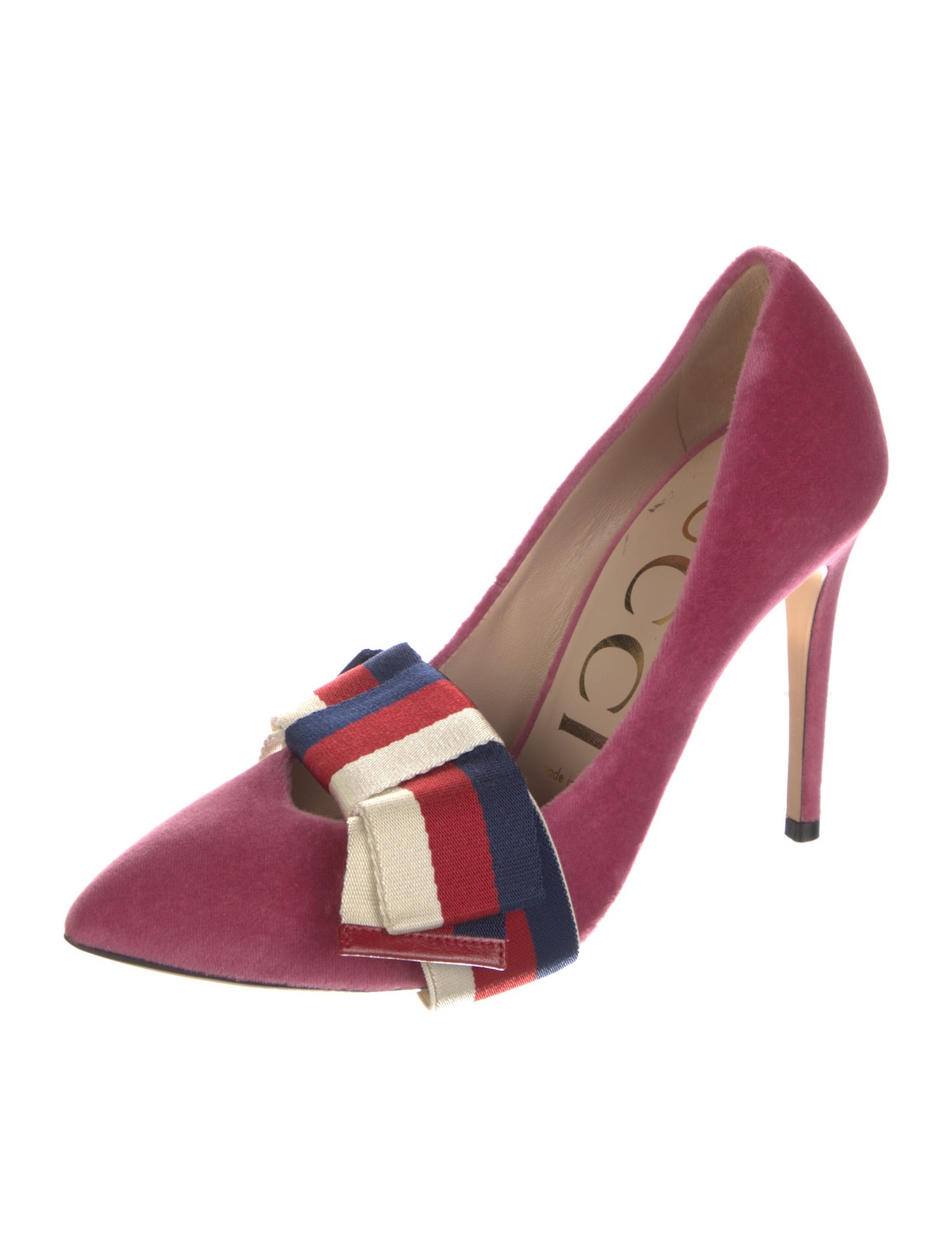 Gucci Sylvie Web Accent Velvet Pumps