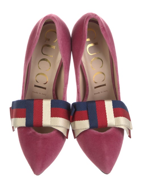 Gucci Sylvie Web Accent Velvet Pumps