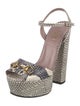 Gucci Horsebit Accent Snakeskin Sandals