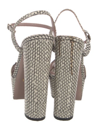 Gucci Horsebit Accent Snakeskin Sandals