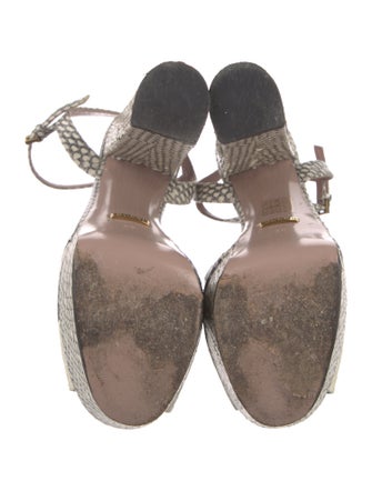 Gucci Horsebit Accent Snakeskin Sandals