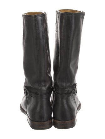 Gucci Interlocking G Logo Leather Moto Boots