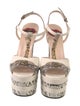 Gucci Feline Head Accent Snakeskin T-Strap Sandals