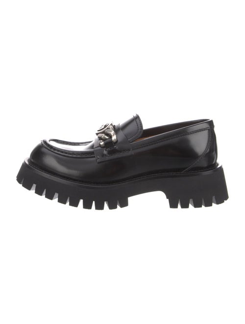 Gucci Patent Leather Chain-Link Accents Loafers