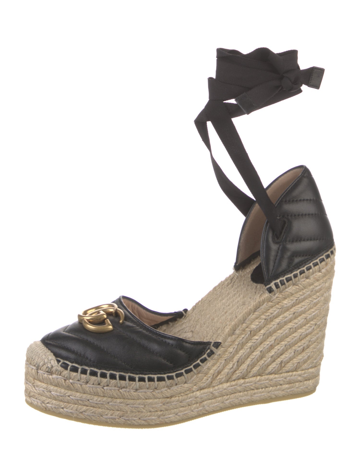 Gucci Double G Logo Leather Espadrilles