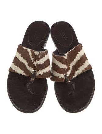 Gucci Ponyhair Animal Print Slides