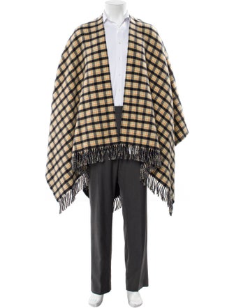 Gucci Wool Plaid Print Poncho