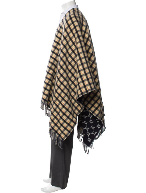 Gucci Wool Plaid Print Poncho