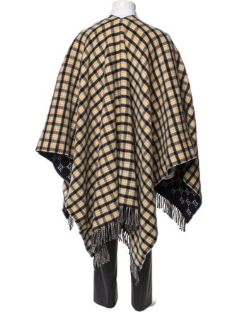 Gucci Wool Plaid Print Poncho