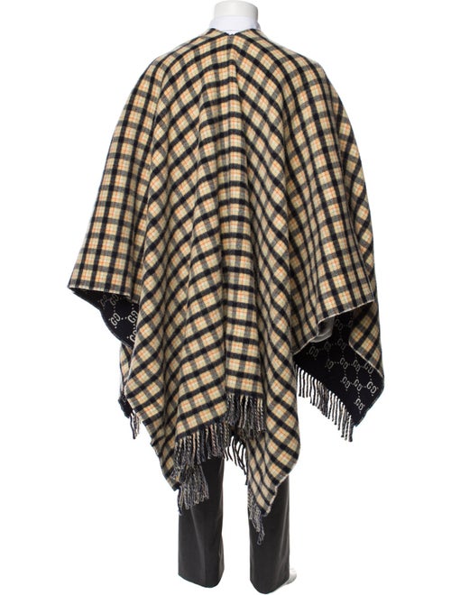 Gucci Wool Plaid Print Poncho