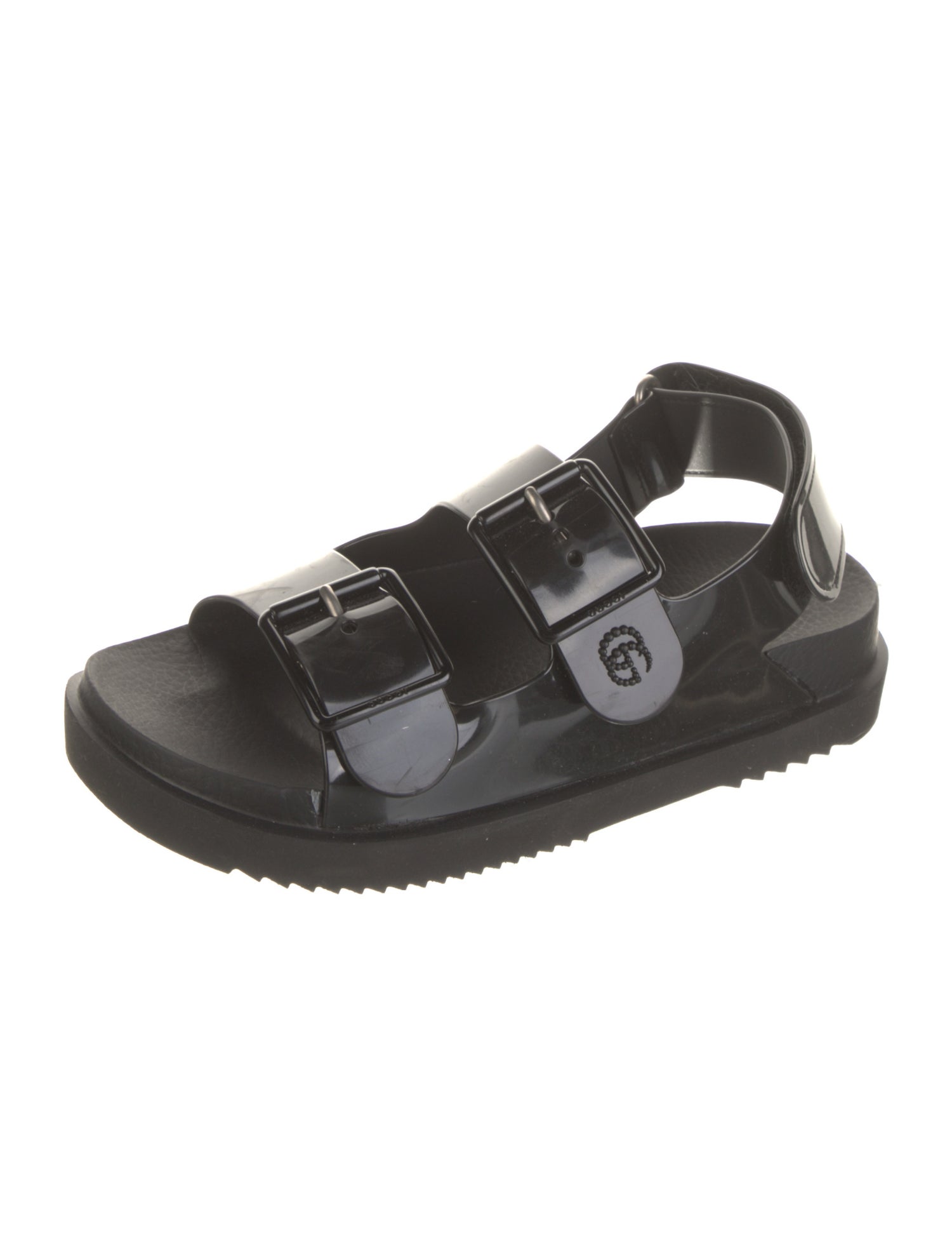 Gucci Double G Logo Rubber Slingback Sandals