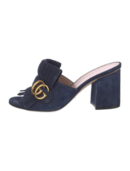 Gucci Double G Logo Suede Slides