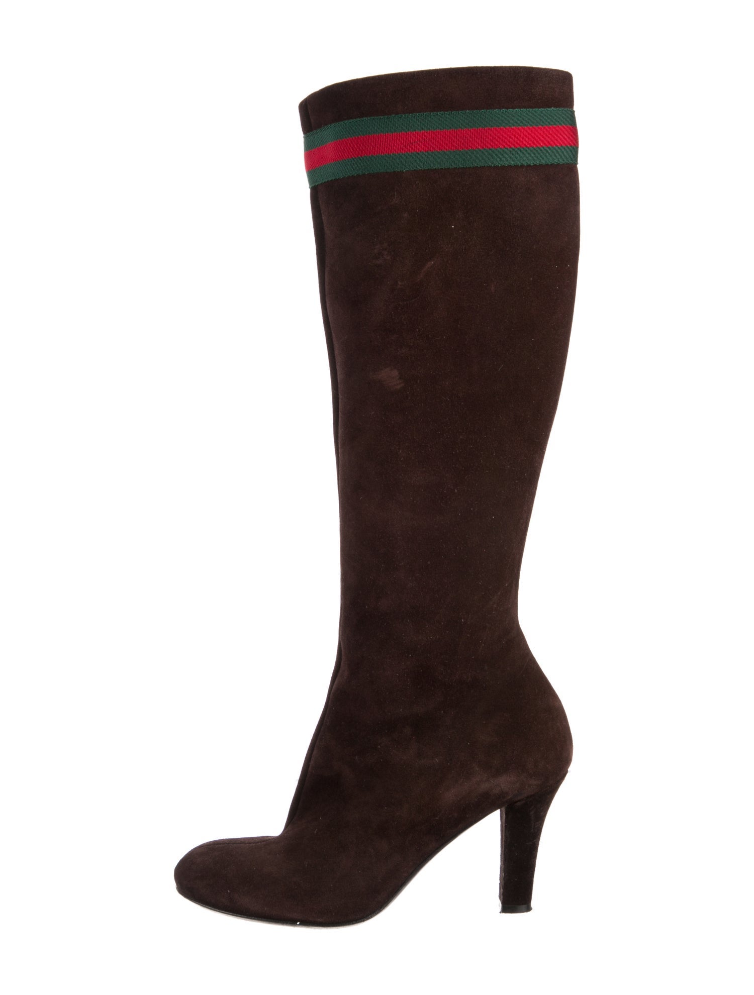 Gucci Web Accent Suede Boots