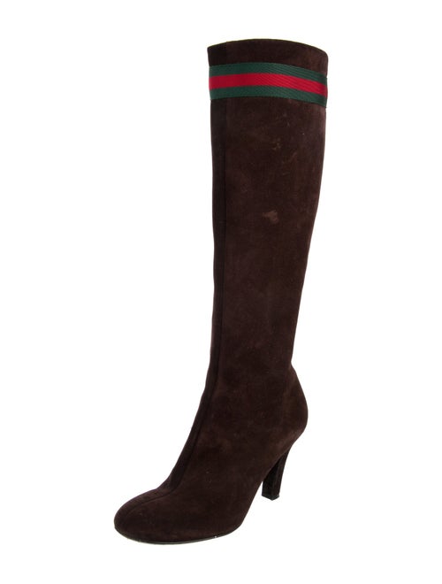 Gucci Web Accent Suede Boots