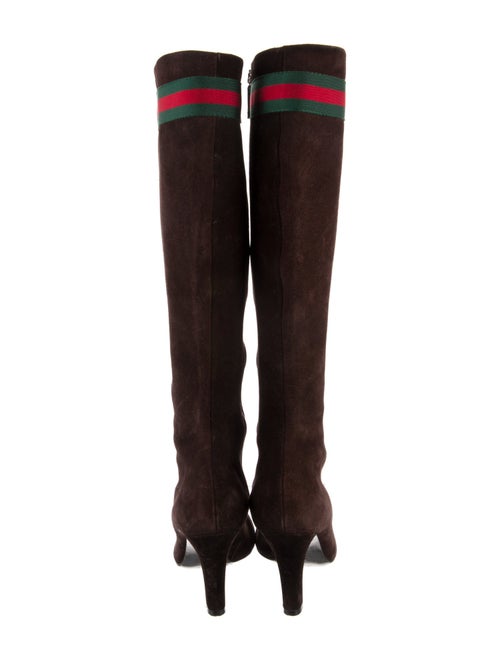 Gucci Web Accent Suede Boots