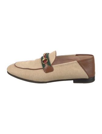 Gucci Web Accent Canvas Loafers