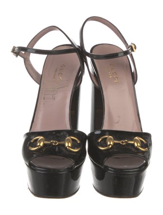 Gucci Horsebit Accent Patent Leather Sandals