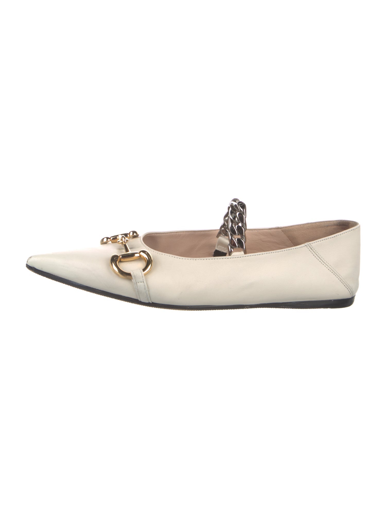 Gucci Horsebit Accent Leather Ballet Flats