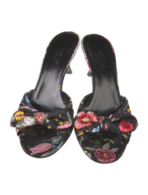Gucci Flora Print Satin Slides