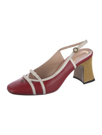 Gucci Leather Colorblock Pattern Slingback Pumps