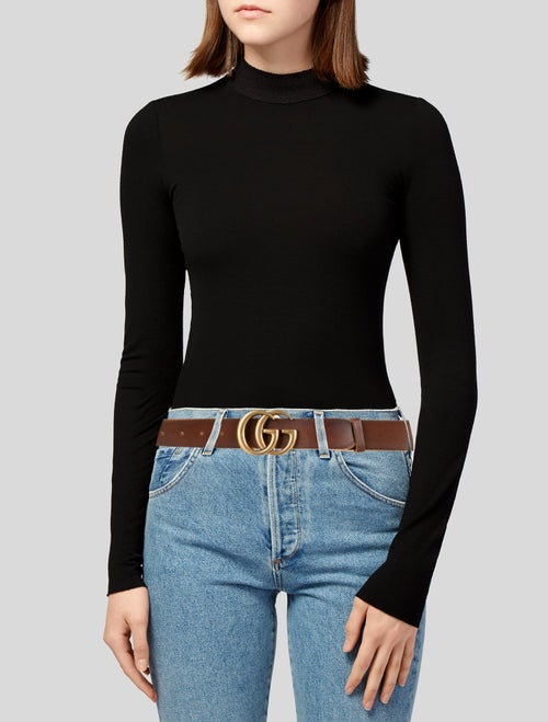Gucci Double G Logo Leather Belt