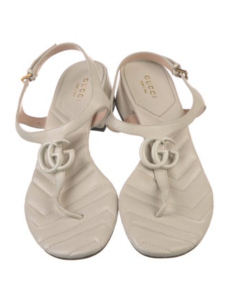 Gucci Quilted Pattern Leather Slingback Flats