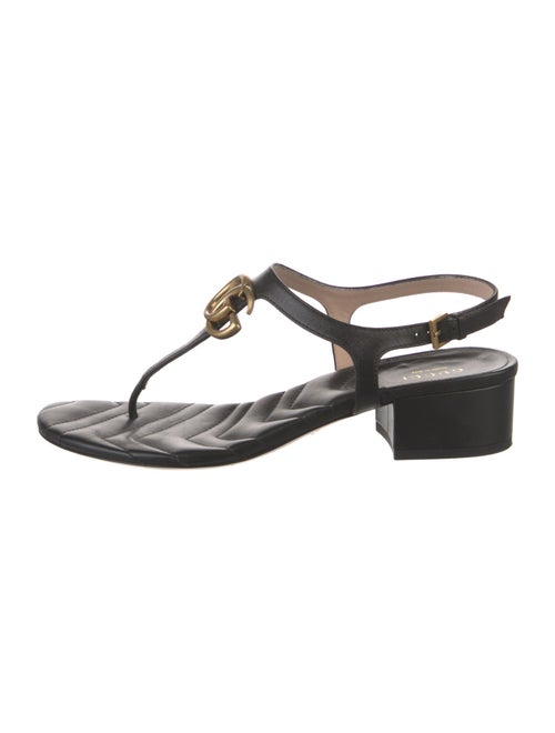 Gucci Double G Logo Leather T-Strap Sandals
