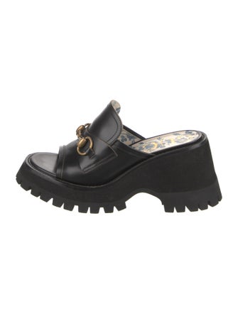 Gucci Horsebit Accent Leather Slides