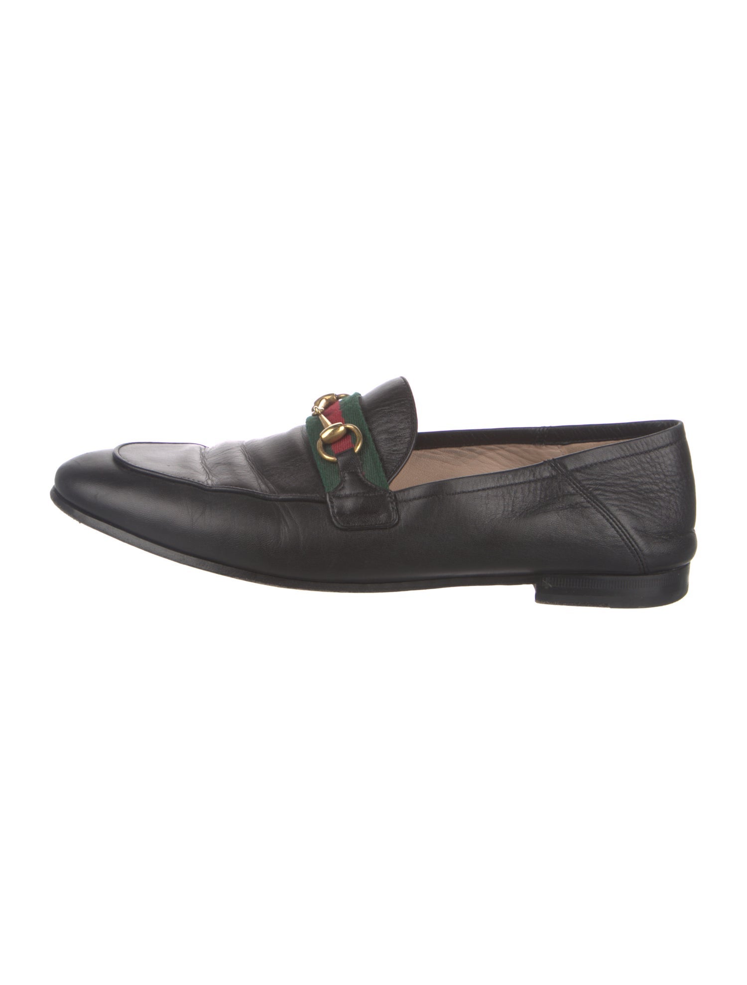 Gucci Web Accent Leather Loafers