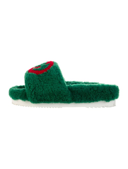 Gucci Interlocking G Logo Shearling Slides