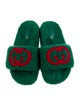 Gucci Interlocking G Logo Shearling Slides