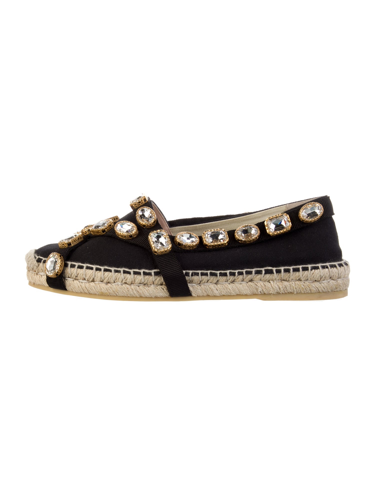 Gucci Canvas Crystal Embellishments Espadrilles
