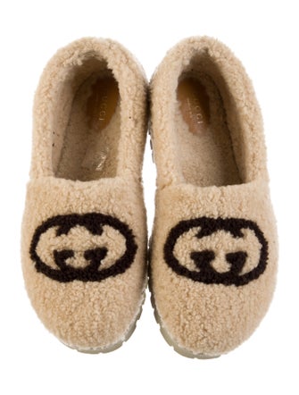 Gucci Interlocking G Logo Shearling Espadrilles