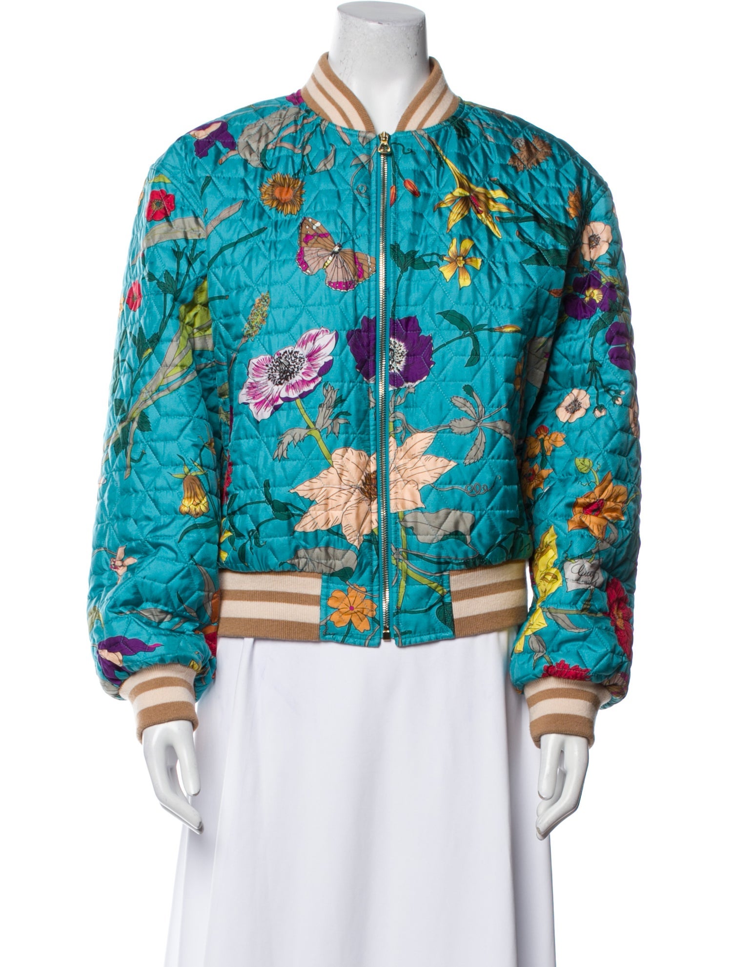 Gucci Silk Floral Print Bomber Jacket