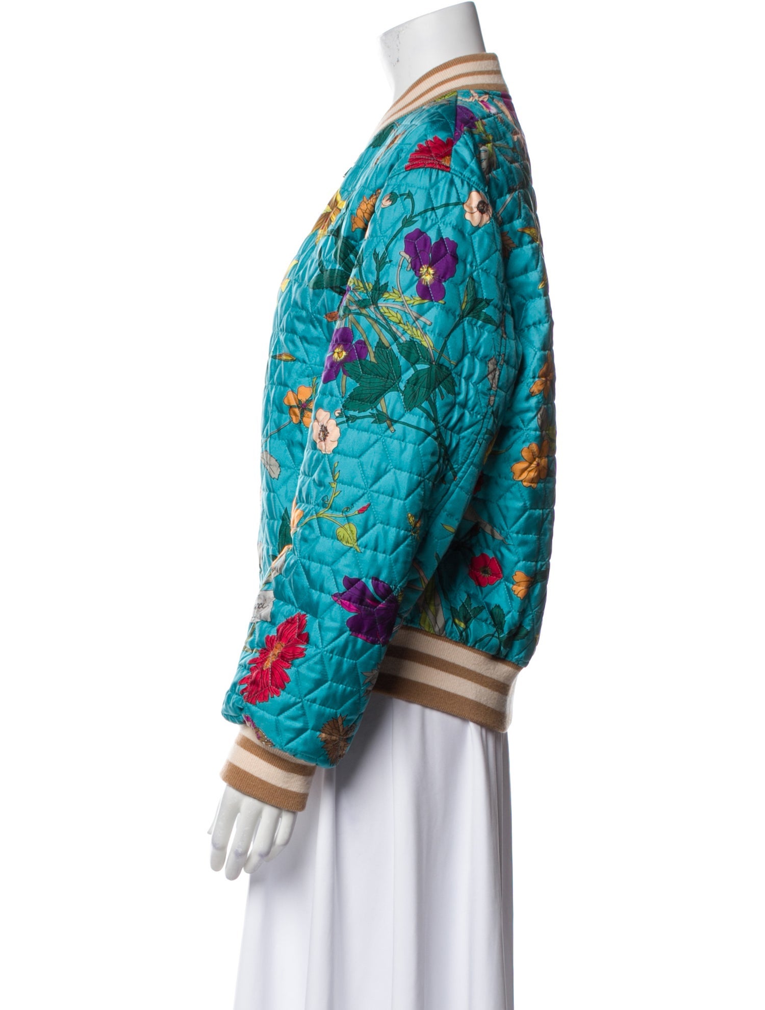 Gucci Silk Floral Print Bomber Jacket