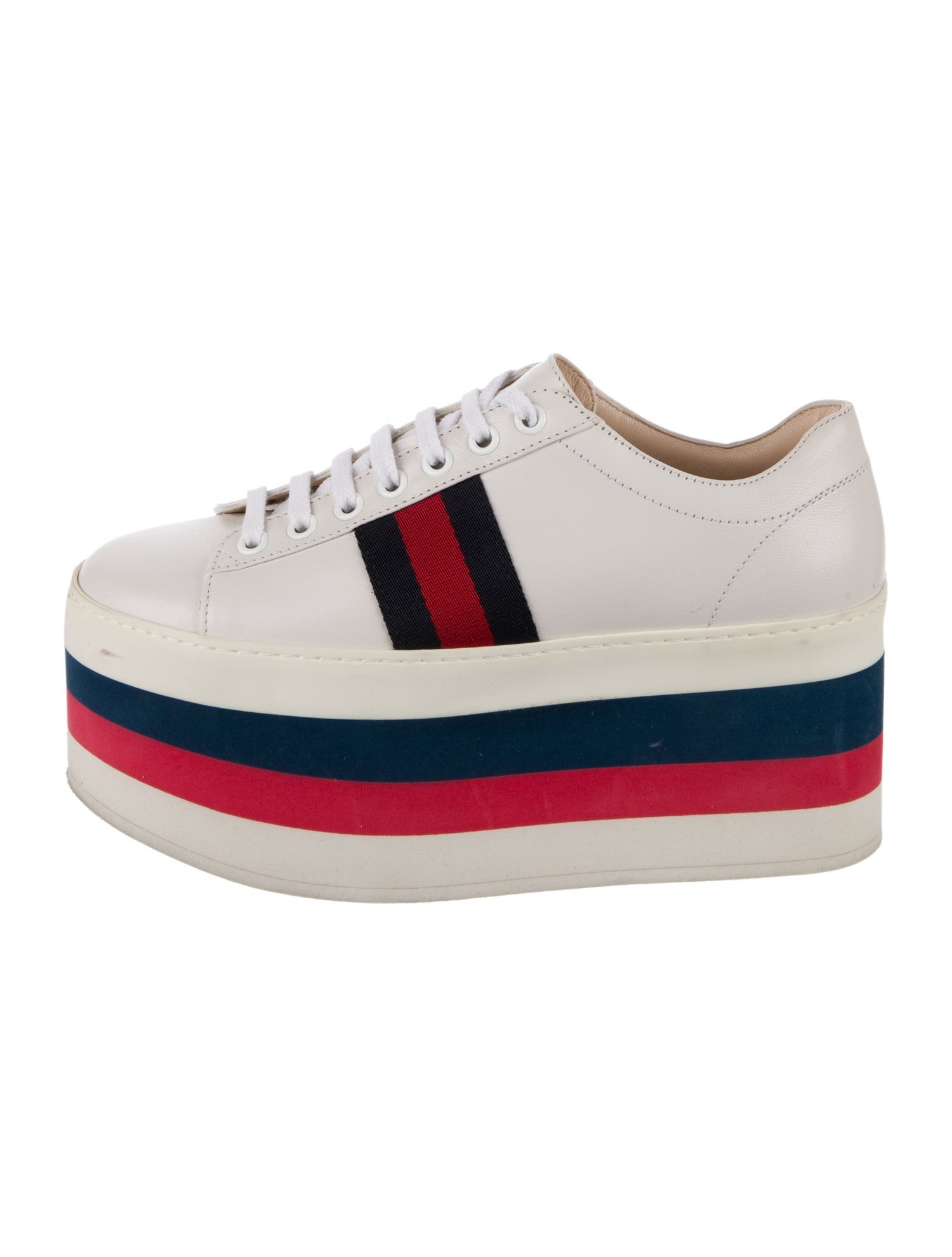 Gucci Web Accent Leather Wedge Sneakers