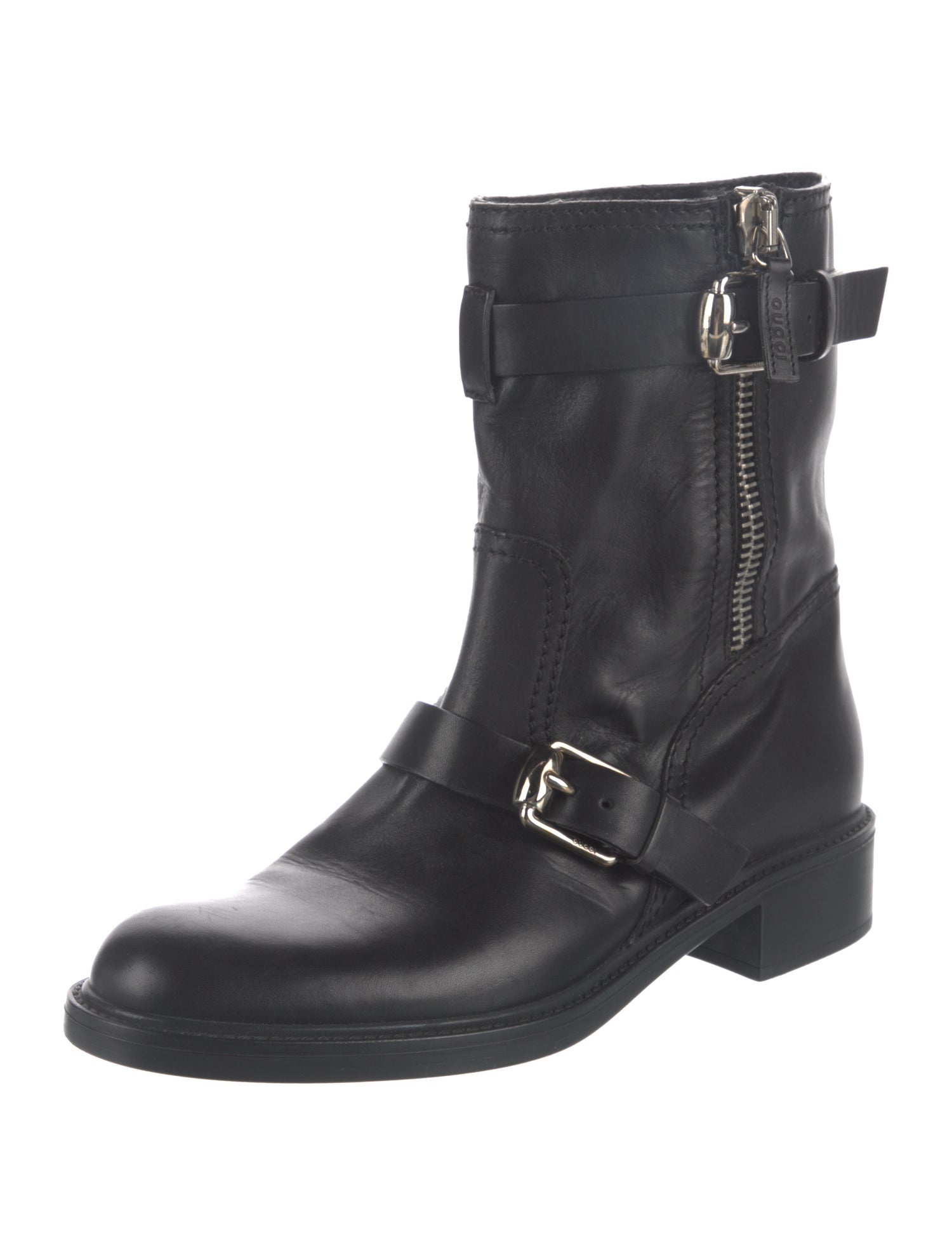 Gucci Leather Moto Boots