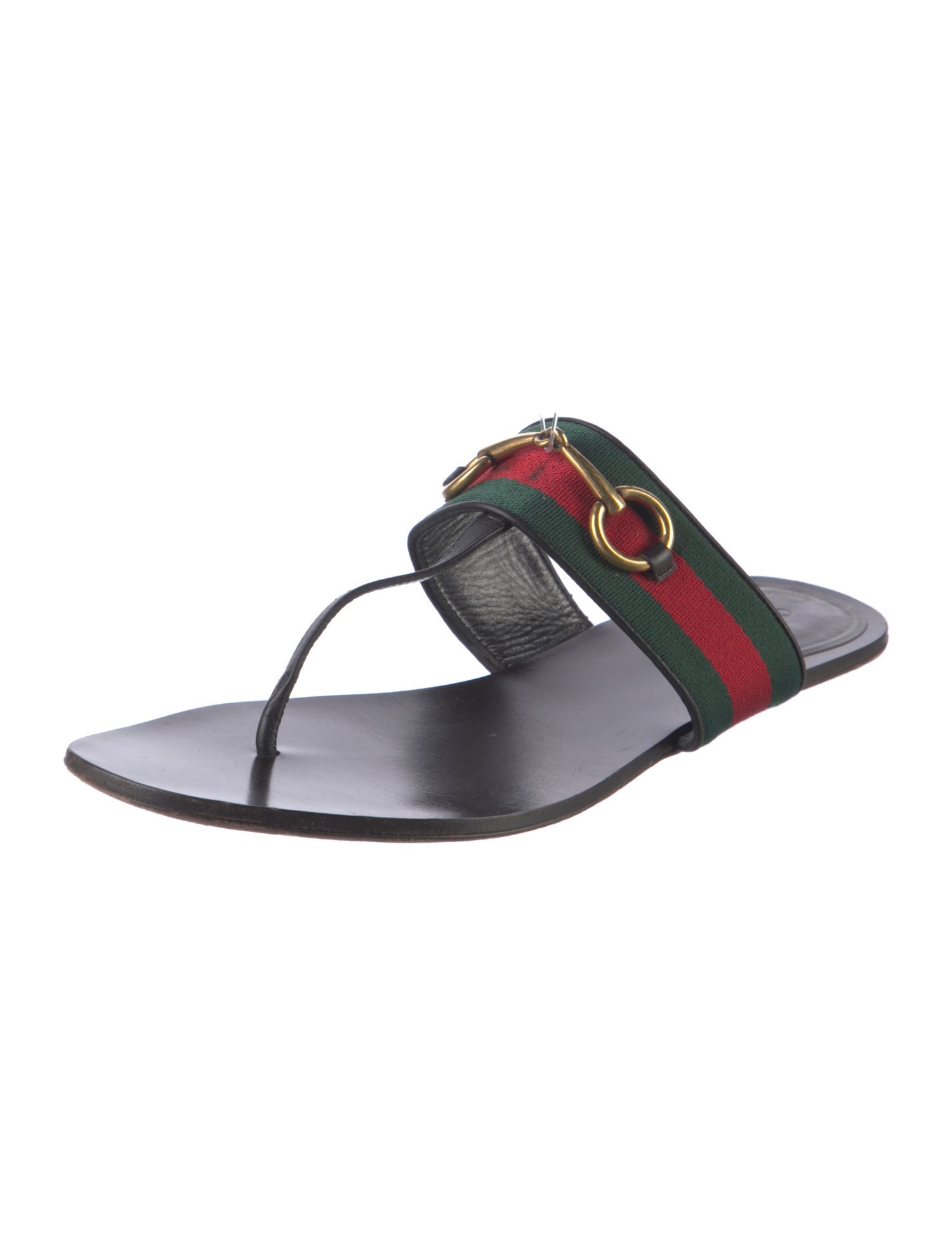 Gucci Web Accent Leather Slides