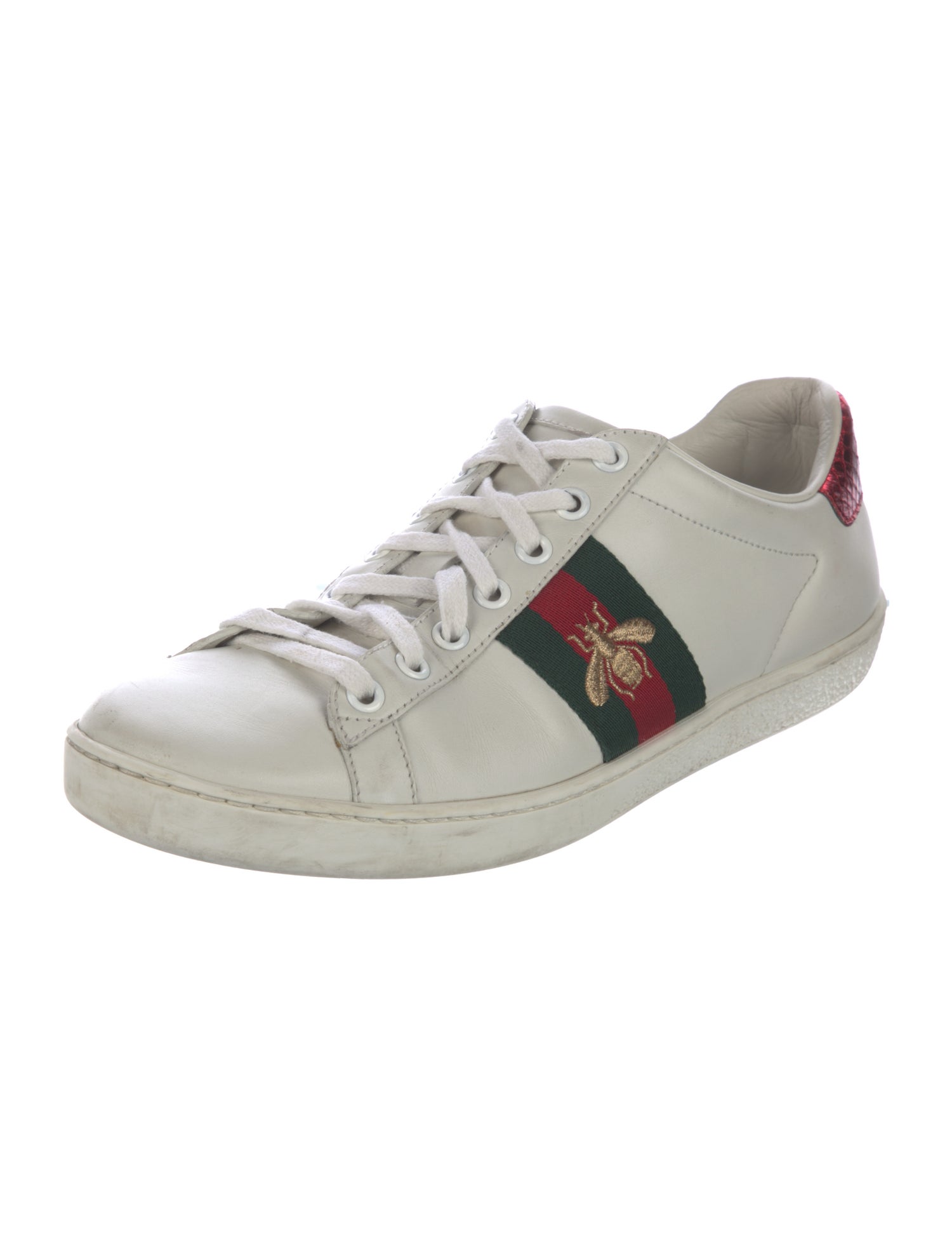 Gucci Web Accent Leather Sneakers