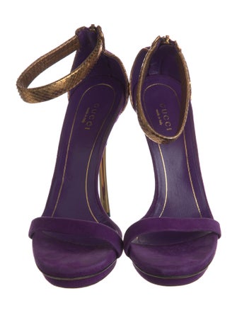 Gucci Suede Animal Print Sandals