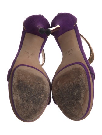 Gucci Suede Animal Print Sandals