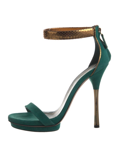 Gucci Suede Animal Print Sandals