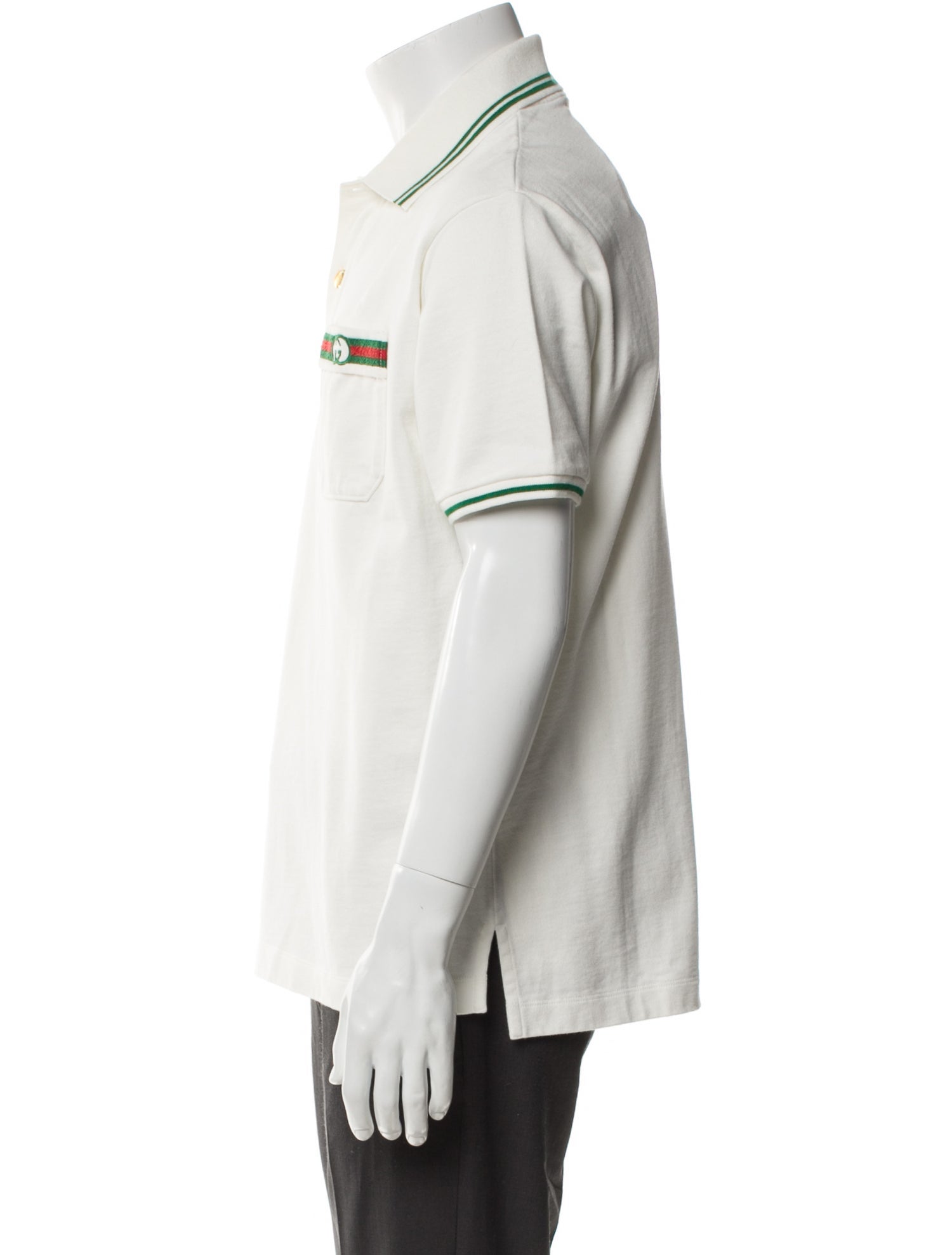 Gucci Web Accent V-Neck Polo Shirt