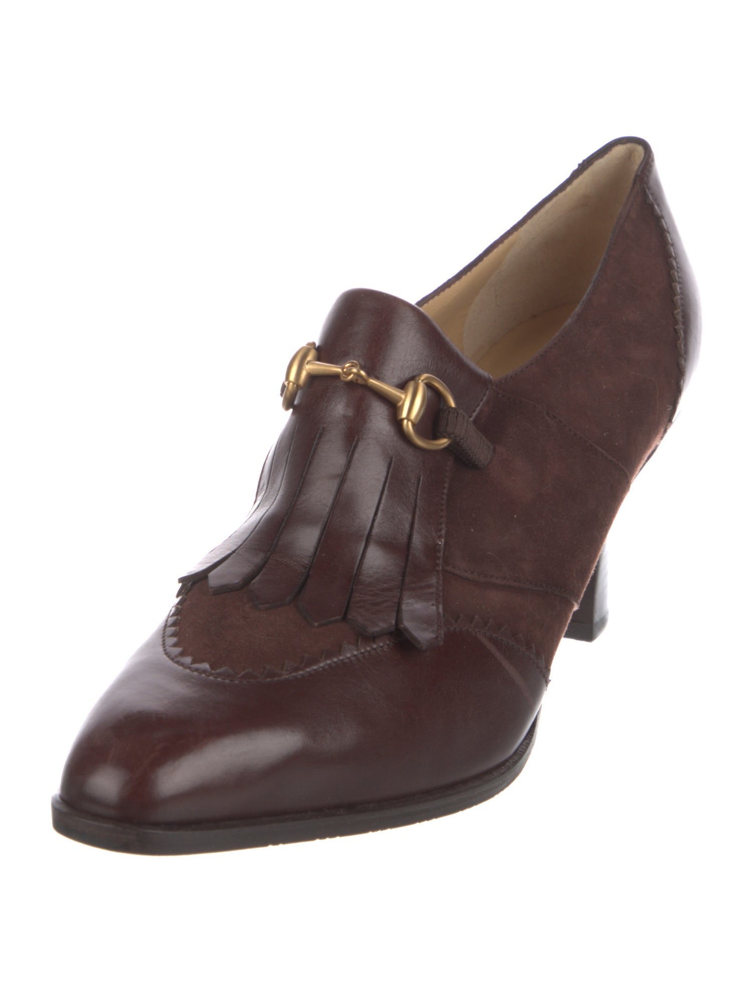 Gucci Horsebit Accent Suede Pumps