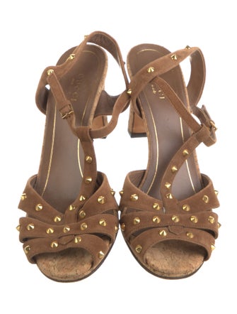 Gucci Web Accent Suede T-Strap Sandals