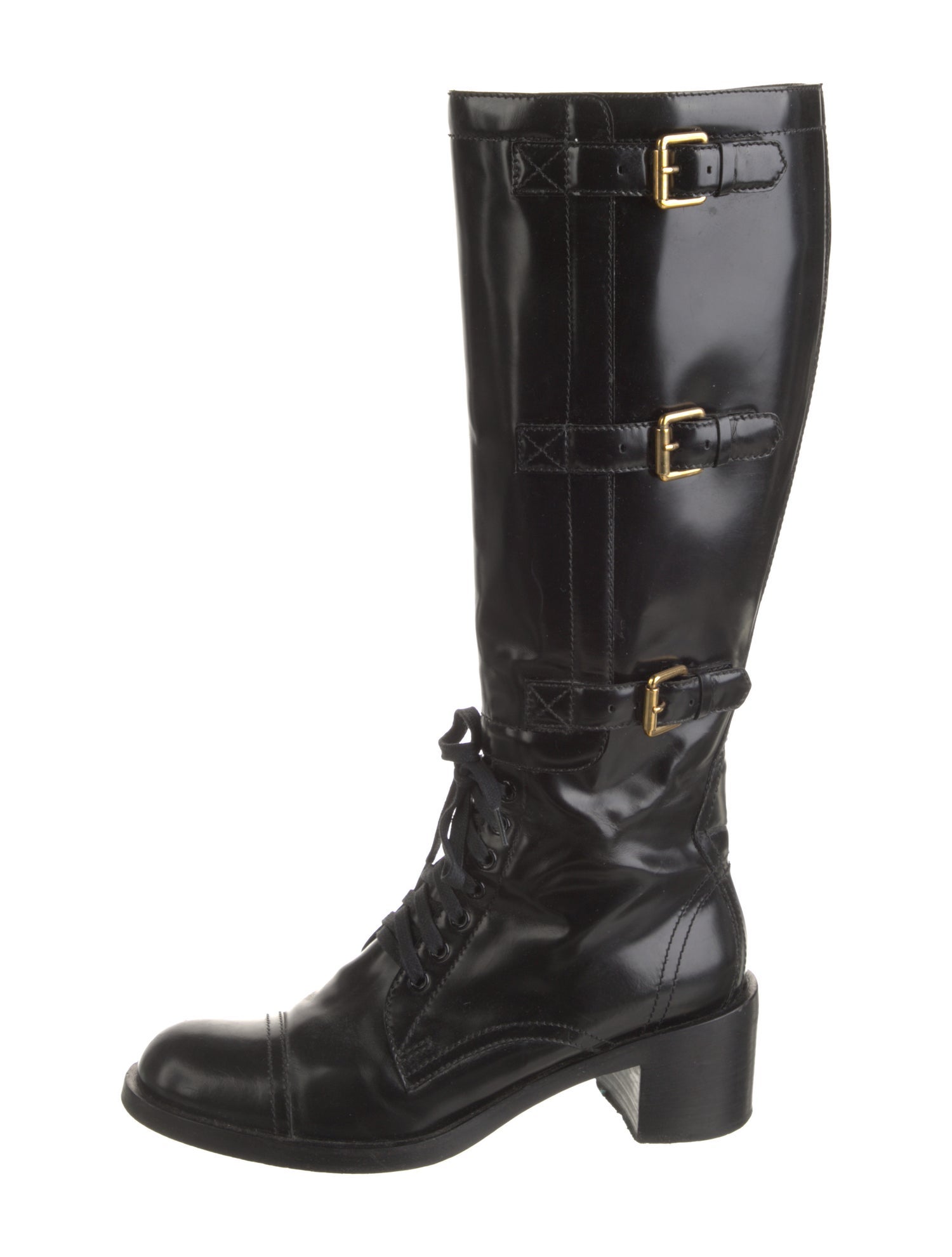 Gucci Patent Leather Combat Boots