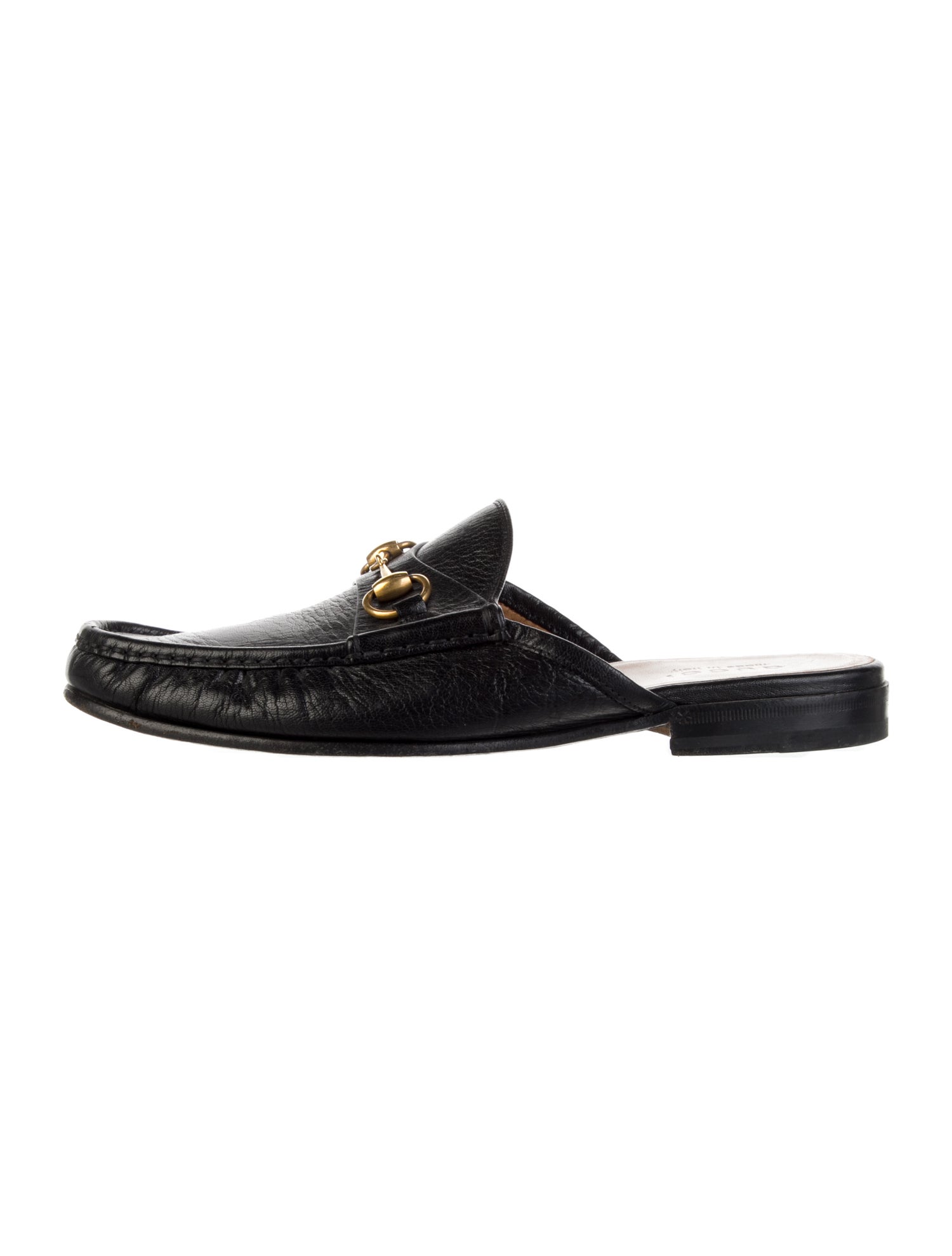 Gucci Horsebit Accent Leather Slippers
